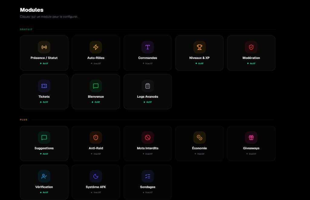 32 modules, un clic pour activer